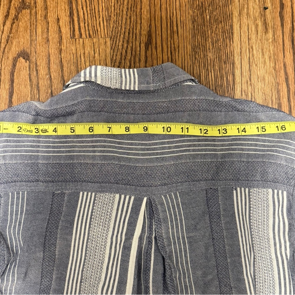 Maeve Navy and White Striped Long-Sleeve Button-Up Shirt‎ - Picture 4 of 7